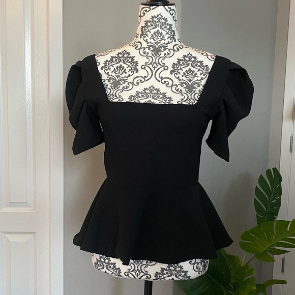 Black Puff Sleeve Top - Picture 1 of 3